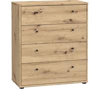 Commode TEMPRA 4 Tiroirs - Décor Chêne Artisan - L 73,7 × P 34,8 × H 85,5 cm