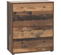 Commode TEMPRA 4 Tiroirs - Décor vieux bois - L 73,7 × P 34,8 × H 85,5 cm