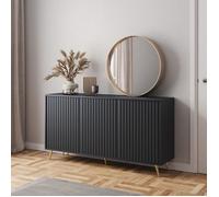 Commode trois portes - SELSEY - Bello - 154 cm - lamelles noire
