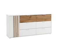 Commode - 6 tiroirs et 1 porte - Blanc et naturel - TUNALO