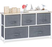 Commode universelle Relaxdays avec tiroirs en feutre pratiques, design moderne, idéal pour le salon ou la chambre à coucher, facile à assembler, blanc et gris - un complément essentiel à tout intérieu