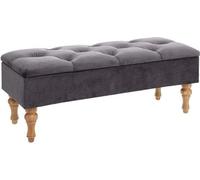 Commode Unyqoos® de 102 x 38 x 41 cm – revêtue de velours rembourré, couleur gris ; structure intérieure en MDF, fond en contreplaqué, éléments en pin, mousse PU