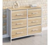 IDMarket Commode UTAH 6 tiroirs en tissu 80 cm design industriel bois et blanc