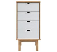 Commode - vidaXL - Placard de rangement - Bois de pin massif - Blanc - 4 tiroirs - 45x39x90 cm @78022