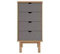 Commode - vidaXL - Placard de rangement - Bois de pin massif - Gris - 4 tiroirs - 45x39x90 cm @95439