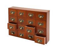Commode vintage en bois - Organiseur de tiroir de bureau - Armoire de pharmacie avec 16 tiroirs - Petite armoire à tiroirs pour la maison et le bureau (marron)