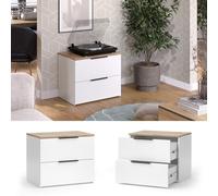 Vicco Commode Wido, Blanc/Sonoma, 60x50cm | avec 2 tiroirs, pour le rangement de vêtements et d’objets du quotidien