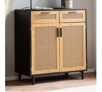 Commode - WOHNLING - Avec Portes et Tiroirs - Noir - 80x86,5x40 cm