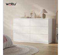 Commode Woltu avec 6 tiroirs 120X40X75Cm, commode de rangement moderne pour salon, chambre, couloir, décoration intérieure BLANC