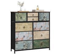 Commode WOLTU, Meuble à 10 Tiroirs en Tissu, Métal et Bois d'Ingénierie, Motif de Fleur Vintage W0ITT5029