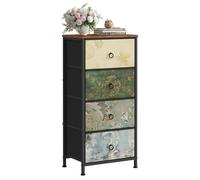 Commode WOLTU, Meuble à 4 Tiroirs en Tissu, Métal et Bois d'Ingénierie E1, Motif de Fleur Vintage W0ITT5035