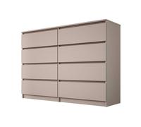 3xE Living Commode XXL 8 tiroirs - Caramel, 139 x 102 x 39 cm - Design Moderne et capacité maximale