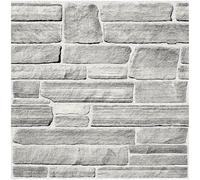Commomy Panneaux Muraux 3D Aspect Pierre Brique Autocollant, 10 Pièces | Papier Peint Brique Auto Adhesif Mural 3D, 30 x 30 cm, PVC Revêtement Mural Imperméable pour Salon Cuisine Cheminée Chambre