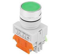 Commutateur à Bouton-Poussoir de Réinitialisation Automatique, Interrupteur Momentané à Bouton-Poussoir Vert à Tête Plate LAY37-11BN 220V 5A Montage 22mm
