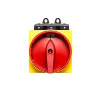 Interrupteur principal Eaton, P5, 125 A, montage en saillie, 3 pôles, fonction d'arrêt d'urgence, avec poignée rotative rouge et bague de verrouillage jaune, verrouillable en position 0 280914