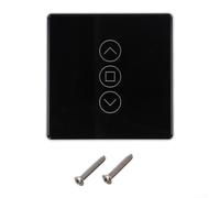 Commutateur de rideau WiFi intelligent avec télécommande RF433 | Panneau de verre de contrôle tactile pour Tuya pour Smart Home | Compatible avec Alexa et Google Assistant | Design 2.5D | (Noir)
