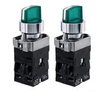 Commutateur Rotatif 3 Positions Vert 220V 2pcs(AC/DC 24V) | 3 positions, indicateur LED vert, 2 contacts NO, pour idéal contrôle moteur, panneau électrique