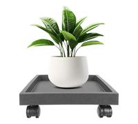 COMNESTBI Plateau Carré pour Pot de Fleurs Mobile à Roulettes, Résine | Usage Intérieur ou Extérieur, Limite les Fuites D’eau, Protège Sol et Bureau, Coloris Café