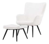Paris prix Fauteuil avec pouf bouclette - Blanc