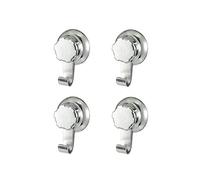 Compactor Bestlock Crochets de Rangement Mural, sans Perçage, Montage par Ventouses,Supportant jusqu'à 3 kg, en Fer Chromé Résistant à la Rouille, Pack de 4, 5,4 x 4 x H.8 cm, Chrome