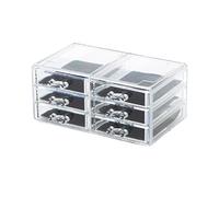 Compactor, Coffret de Rangement pour Maquillage et Bijoux, avec 6 Tiroirs, Transparent, Polystyrène et Tissu, 23.8 x 15 x H. 11 cm, RAN6044