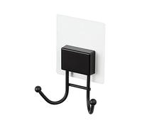 Compactor - Double crochet adhésif mural sans perçage, Coloris noir mat, Porte serviette salle de bain, accroche torchon cuisine