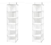 Compactor Étagère Souple Suspendue pour Vêtements, 6 Compartiments, Blanc, Petit, Polypropylène, 30 x 30 x H. 128 cm, RAN1527 (Lot de 2)