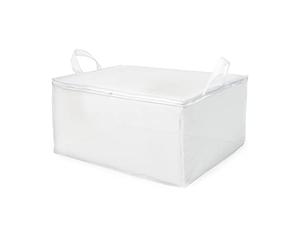 Compactor Housse de rangement pour couette et vêtements zippée | Housse de rangement zippée avec poignées, blanc translucide. Idéale pour ranger couette et vêtements dans les placards.