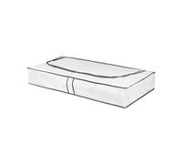 Compactor - Housse de rangement sous lit extra plate, blanche et grise | Format extra plat pour rangement sous lit. Couleur blanche avec liseré gris. Protège des poussières.