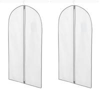 Compactor - Housse longue pour vêtements à suspendre taille L, coloris blanc et liseré gris (Lot de 2)