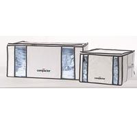 Compactor Housses de Compression Life Style, Lot de 2 Sacs de Rangement Semi-rigides Blanc/Gris, 1 x M et 1 x XXL, Dimensions: 42 x 40 xH.25 cm / 65 x 50 x H.27 cm, RAN7023_Inter