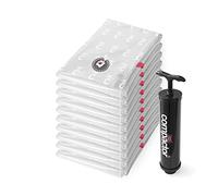 Compactor - Lot de 10 Sacs de Compression sous Vide ASPISPACE avec Pompe Manuelle, Transparent, Taille L, 80x100(h) cm