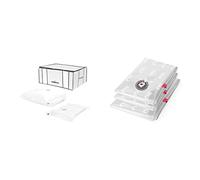 Compactor - Lot de sacs de rangement sous vide, comprenant une housse de rangement sous vide semi-rigide XXL 210 litres et 2 sacs sous vide extra plats & Lot 3 x Sac de rangement sous vide Transparent