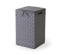 Compactor Panier à Linge Carré avec Couvercle, Panier à Linge pour Les Vêtements dans Les Chambres et Salles de Bains, Doublure Amovible et Poignées de Transport, Gris, Gamme Stan