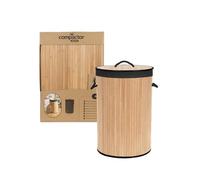 Compactor Panier à linge rond pliable en bambou 40 x 60 cm, avec couvercle