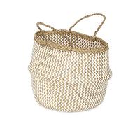 Compactor Panier Belly L, 35x35x32 cm, Blanc, Fibre Naturelle et Papier, Fait Main au Vietnam