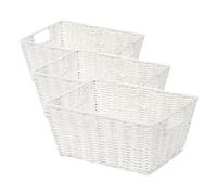 Compactor Panier de Rangement Etna, Panier à Étagère en Papier Tissé à la Main avec 2 Poignées, Rangement pour Jouets, Organisation de Bureau et Rangement de Salle de Bain, Cadre Métallique, Blanc