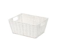 Compactor Panier de Rangement Etna, Panier à Étagère en Papier Tissé à la Main avec 2 Poignées, Rangement pour Jouets, Organisation de Bureau et Rangement de Salle de Bain, Cadre Métallique, Blanc