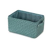 Compactor Panier de Rangement Rectangulaire avec Poignée Rétractable, Renforcé avec du Carton, Vert avec Doublure Intérieure Assortie, Gamme Lilou, 23 x 15 x H.12 cm