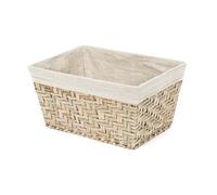 Compactor - Panier de rangement rectangulaire tressé en jonc de mer et tissu - Taille M - Rangement chambre, salle de bain