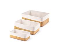 Compactor Paniers de Rangement Bambou avec Poignées, Lot de 3