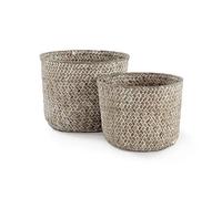 Compactor Paniers de Rangement Jonc de Mer Naturel Tressé, Beige, Lot de 2