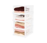 Compactor SLIDER Organiseur d'armoire avec tiroir amovible, lot de 4 étagères modulables réglables en plastique sans BPA pour vêtements, armoires, salle de bain, blanc, taille maxi (34 x 45 x 18 cm)