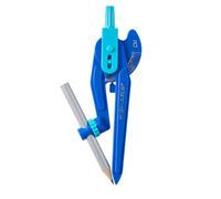 Compas Enfant Fiskars Avec Pointe de Sécurité, Crayon Inclus, Bleu | Pour des cercles jusqu'à 30 cm, Avec graduation cm et pouces, Pointe en plastique évitant de déchirer le papier, 1086502