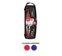 Maped - Coffret Origin 3 Pièces - Fabrication Française - Compas Scolaire + Bague Universelle + Étui-Mines - Avec Sécurité Protège Pointe et Mine + Branches en Acier - Coloris Aléatoire