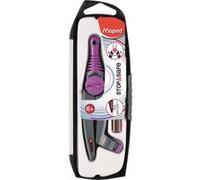 Maped – Compas Stop & Safe – Pointe auto‑rétractable, 1 compas à bague + crayon Black'Peps 192611