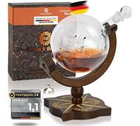 Compass Karaf Véritable bois Whisky Karaf 850ml Avec carte de vœux Accessoires Whisky Hommes Cadeaux Whisky Karaf Globe Coffret Cadeau Alcool Whisky Karaf