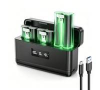 Compatible avec la station de charge de batterie Ring à 3 emplacements équipée d'un écran numérique LED, lot de 3 batteries 6040 mAh 3,65 V pour sonnette Ring Doorbell 2/3/3+/4, spot, stick up et