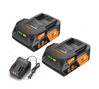 Compatible avec RIDGID 18V Outils Sans Fil Batterie et Chargeur Set de Compatible avec AEG L1850R R840087 Li-ion Batterie 6.8Ah 18 Volt Chargeur(2pc 1charger)