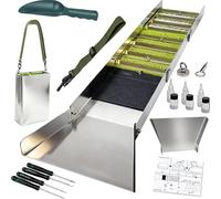 Complet d'orpaillage Kit,Installation D'orpaillage Portable,Rigole D'orpaillage Alliage D'aluminium Kit Complet,19Pièces, avec Bac Lavage Pliable 50 Pouces, pour l'extraction d'or dans Les Rivières